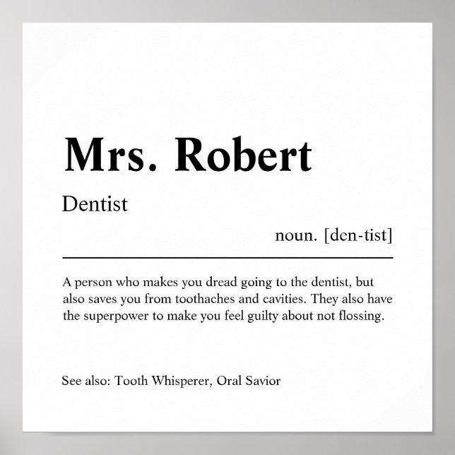 Dentist Personalized Gift Poster (Front)