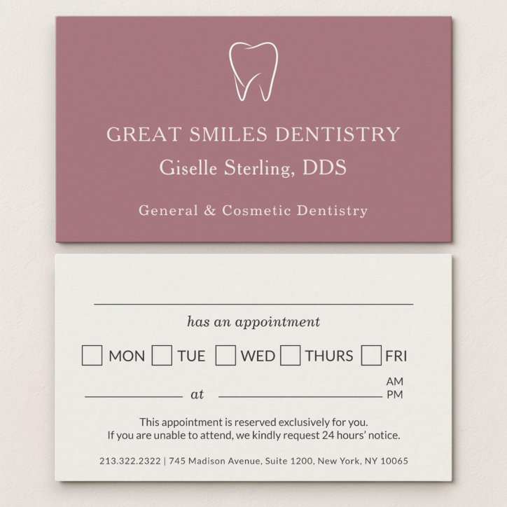 Dentist Pink Tooth Dental Appointment Business Card