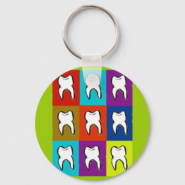 Dentist Popart Gifts Keychain (Front)