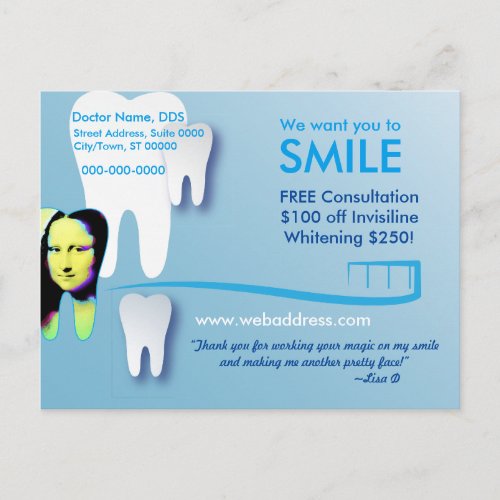 Dentist Postcard We want you to SMILE Postcard