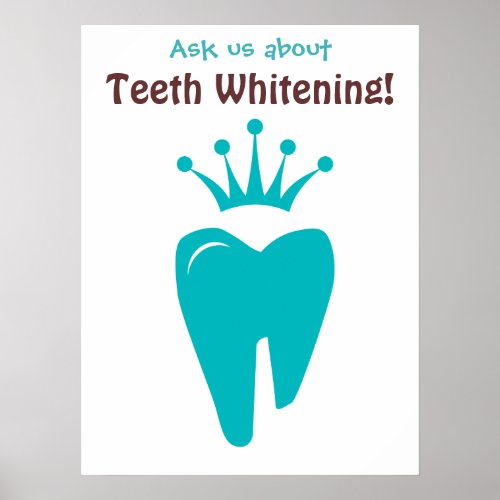 Dentist Poster Cute Tooth Crown Logo Blue