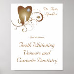 Dentist Poster Tooth Logo Gold Swirls Diamond at Zazzle