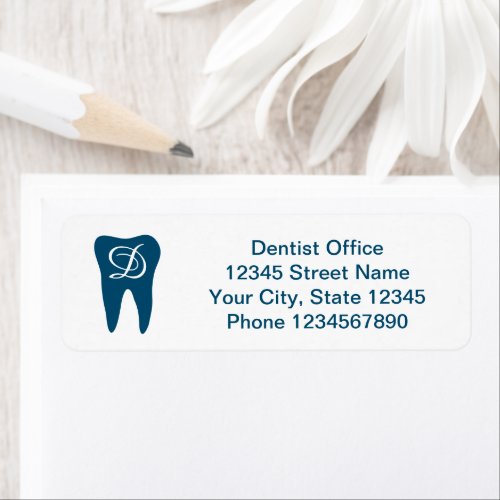 Dentist practice tooth logo return address labels
