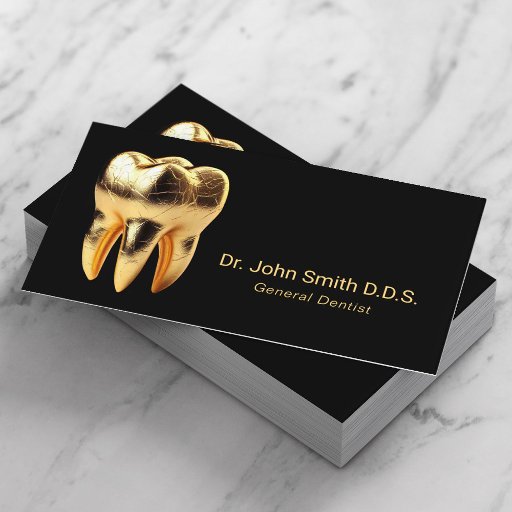 Customizable Dentist Professional 3D Gold Tooth Dental Care Business Card