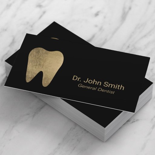 Customizable Dentist Professional Black &amp; Gold Dental Care Business Card