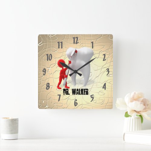 Dentist Professional Designer Doctor Watch Square Wall Clock