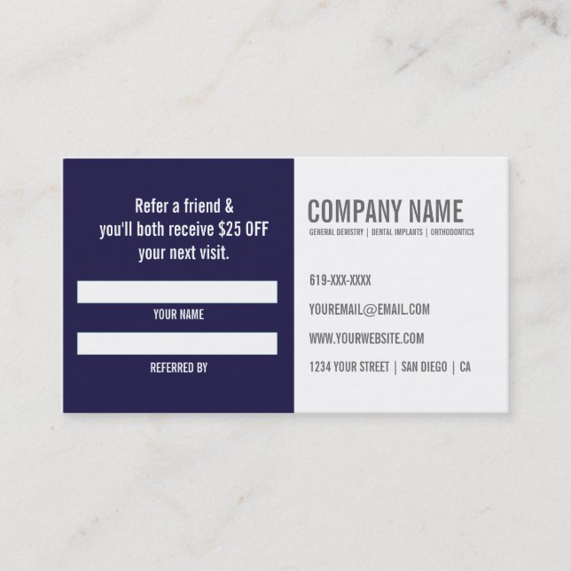 Dentist Referral Business Card (Front)