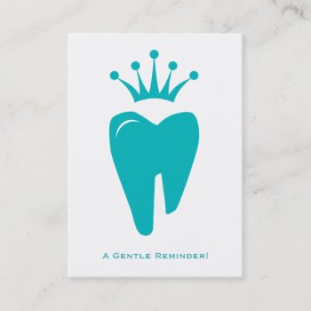 Dentist Reminder Card Cute Crown Tooth Logo Blue by DentalBusinessCards at Zazzle