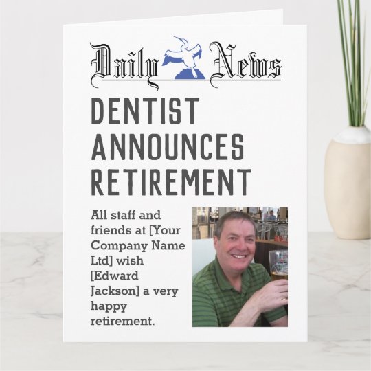 Dentist Retirement Card to Personalise