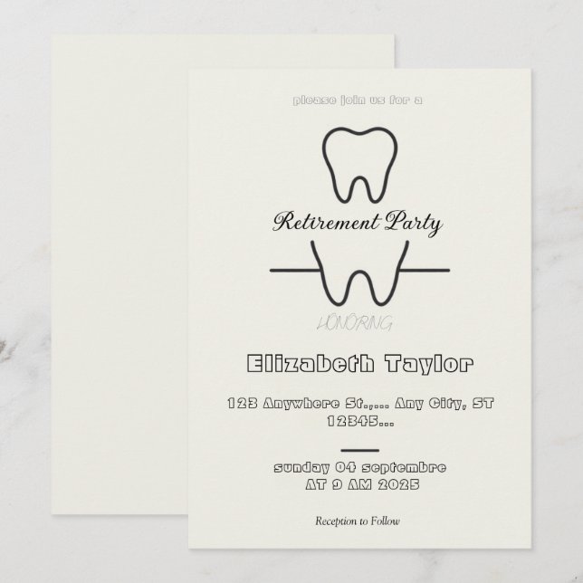 Dentist retirement invitation -Thank You Dentist (Front/Back)