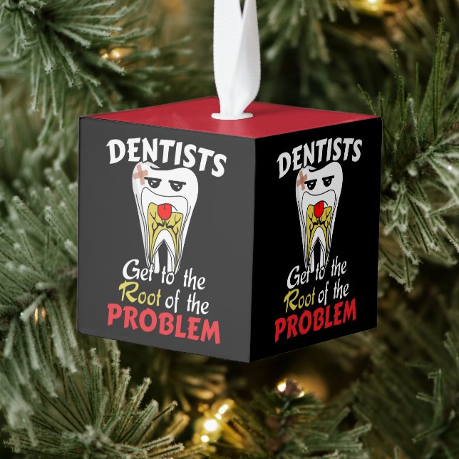 Dentist Root Canal - Tooth Cavity Pun Cube Ornament (Tree)