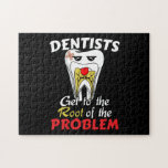 Dentist Root Canal - Tooth Cavity Pun Jigsaw Puzzle<br><div class="desc">Dentists Get to the Root of the Problem - Doctor Dental Surgery DSD humor quote with unhealthy brown canal,  bandage and sick tongue. > Cute for orthodontist tooth lover,  dentist boss retirement,  hygienist assistant,  or dental student,    > Personalize it! Add custom name,  photo,  or text.</div>