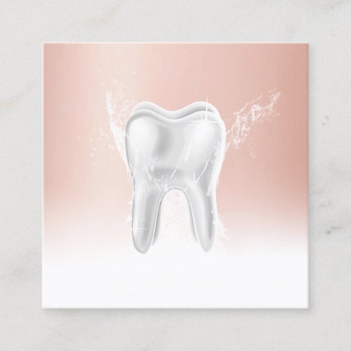 Dentist Rose Gold 3D Tooth Modern Dental Clinic Square Business Card