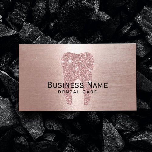 Dentist Rose Gold Glitter Tooth Metallic Dental Appointment Card