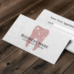 Dentist Rose Gold Glitter Tooth Modern Dental Appointment Card