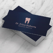 Dentist Rose Gold Tooth Navy Blue Dental Care Business Card at Zazzle