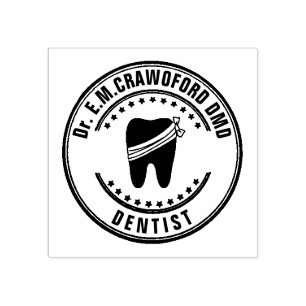 Dentist Rubber Stamp With Tooth And Your Name