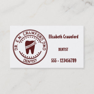 Dentist Rubber Stamp With Tooth And Your Name Business Card