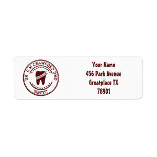 Dentist Rubber Stamp With Tooth And Your Name Label