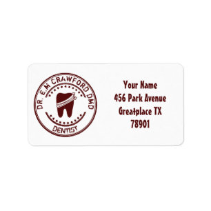 Dentist Rubber Stamp With Tooth And Your Name Label