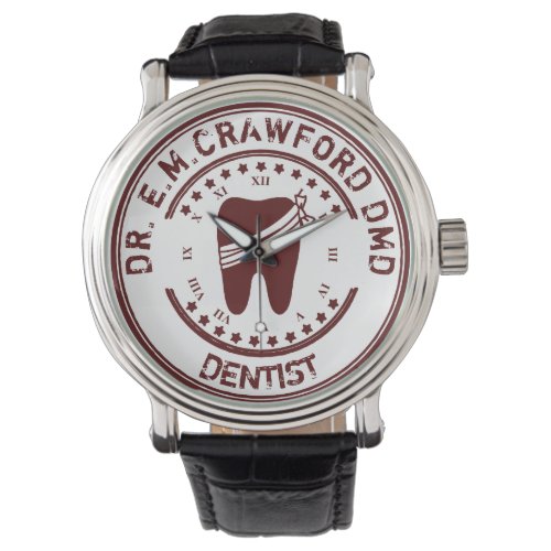 Dentist Rubber Stamp With Tooth And Your Name Watch