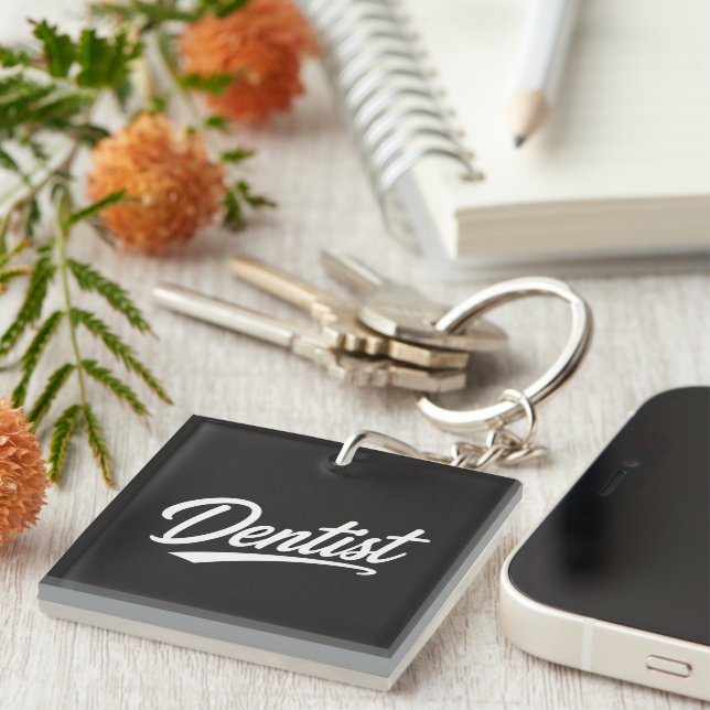 Dentist Script Typography Coffee Mug Gift  Keychain (Front Right)
