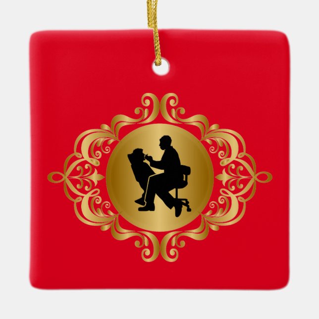 Dentist Silhouette Christmas Ornament (Front)