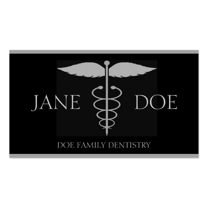 Dentist Silver/Black Business Card Template