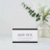 Dentist Silver Script Business Card (Standing Front)