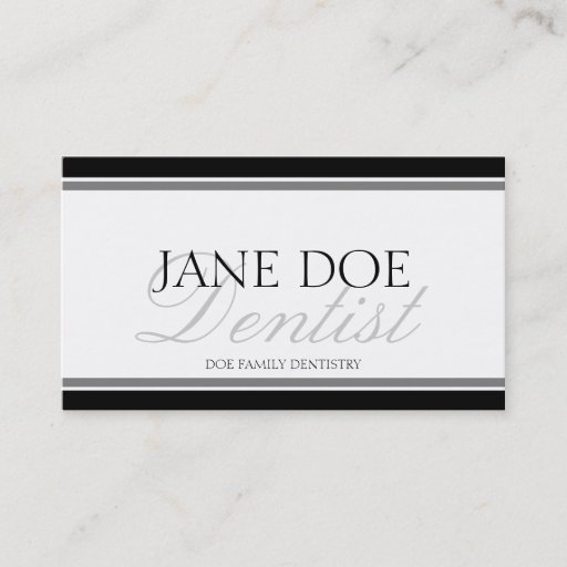 Customizable Dentist Silver Script Business Card