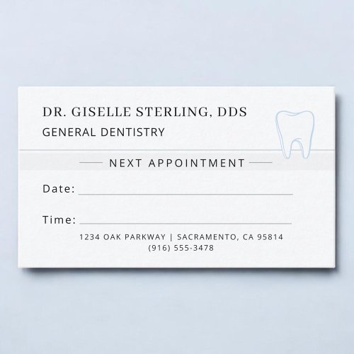 Dentist Silver Tooth Appointment Card