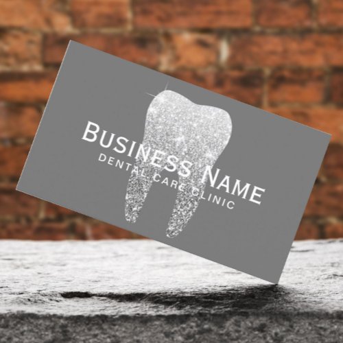 Dentist Silver Tooth Elegant Dental Care Clinic Appointment Card