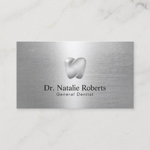 Dentist Silver Tooth Logo Modern Dental Office Appointment Card