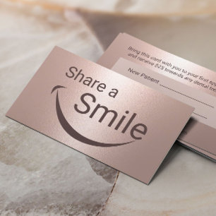 Dentist Smile Modern Rose Gold Dental Referral Card