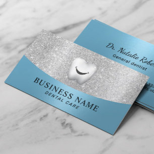 Dentist Smile Tooth Modern Light Blue Dental Care Business Card