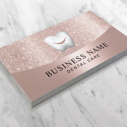 Customizable Dentist Smile Tooth Modern Rose Gold Dental Care Business Card