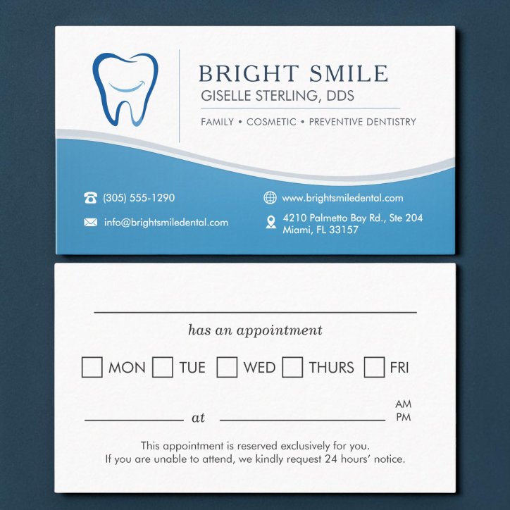 Dentist Smile Tooth Office Appointment Reminder Business Card