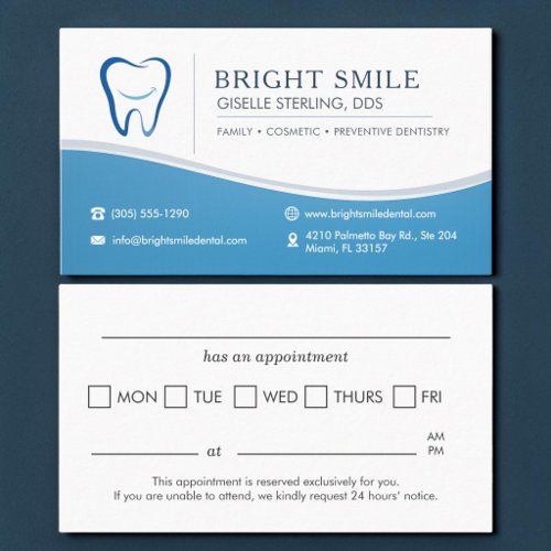 Dentist Smile Tooth Office Appointment Reminder Card