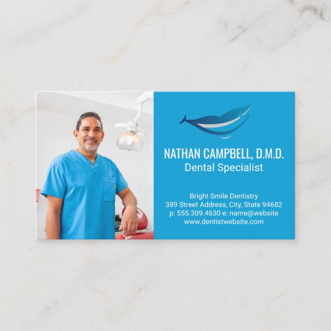 Dentist Smiling in Office Business Card (Front)