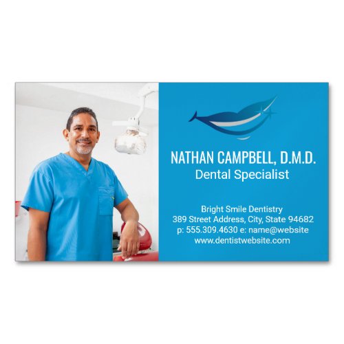 Dentist Smiling in Office Business Card Magnet