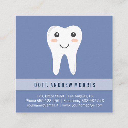 Dentist smiling tooth square business card