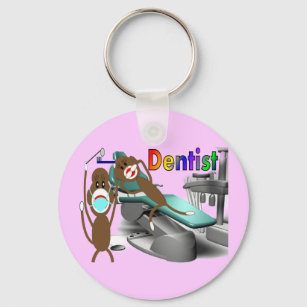 Dentist Sock Monkey Gifts--Unique Keychain
