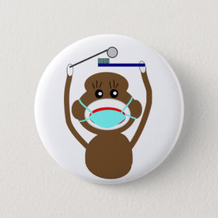 Dentist Sock Monkey Shirts and Gifts--Adorable Button