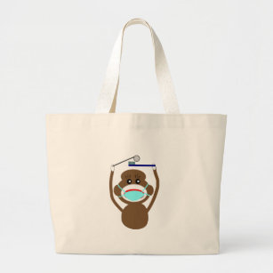 Dentist Sock Monkey Shirts and Gifts--Adorable Large Tote Bag