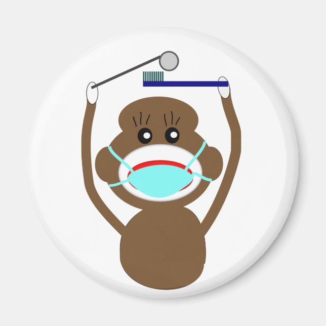 Dentist Sock Monkey Shirts and Gifts--Adorable Magnet (Front)