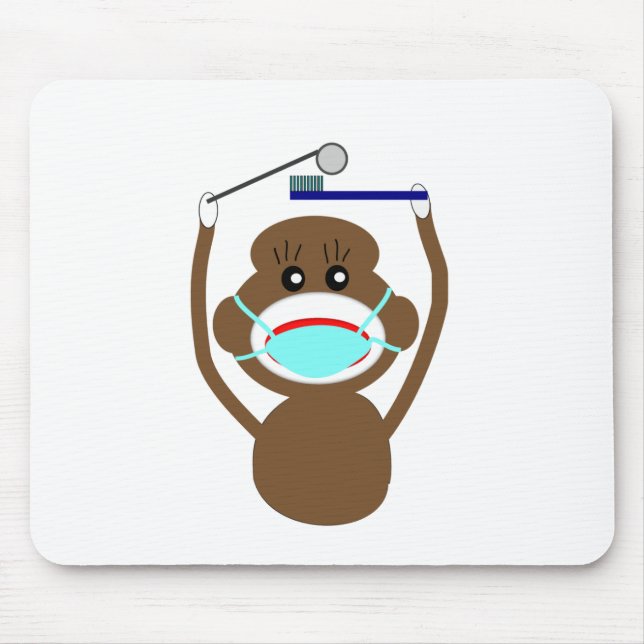 Dentist Sock Monkey Shirts and Gifts--Adorable Mouse Pad (Front)