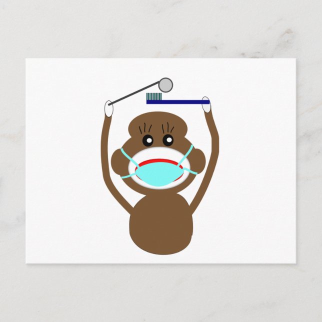 Dentist Sock Monkey Shirts and Gifts--Adorable Postcard (Front)