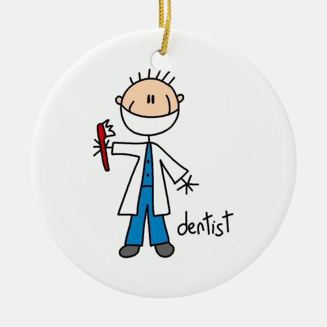 Dentist Stick Figure Ceramic Ornament (Front)