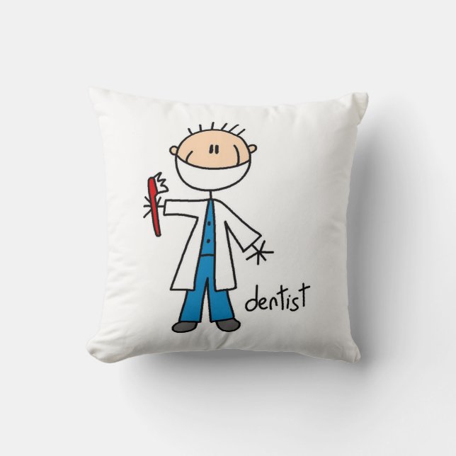 Dentist Stick Figure Throw Pillow (Front)