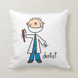 Dentist Stick Figure Throw Pillow